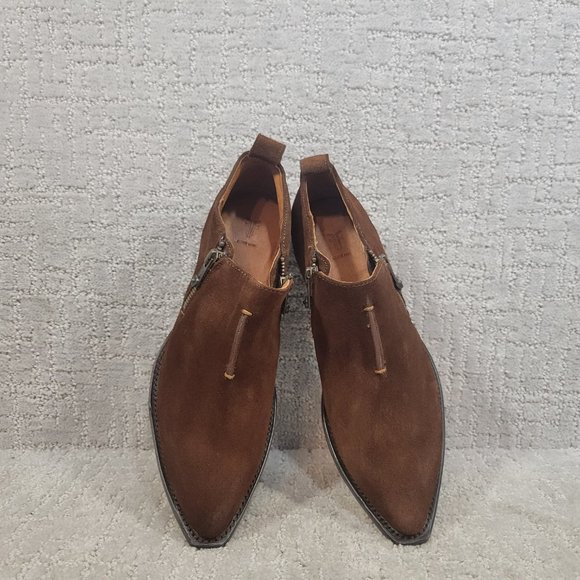 Frye Sacha Moto Shootie Brown Suede Side Zip Bootie Women's Size US 6.5B, 7.5B - Picture 7 of 11
